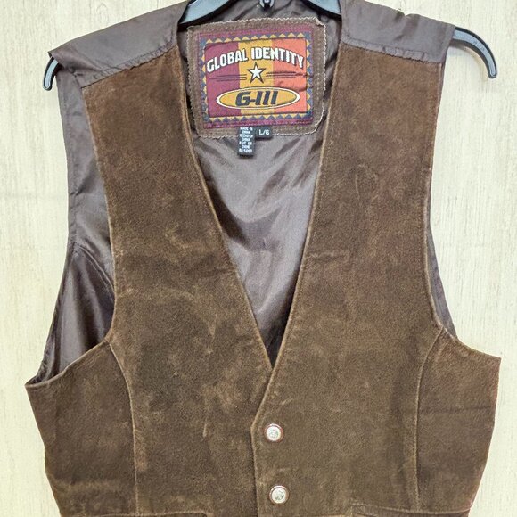 G-III Global Identity VINTAGE 100% Leather Vest Rodeo Horseback riding Farm - Picture 1 of 7